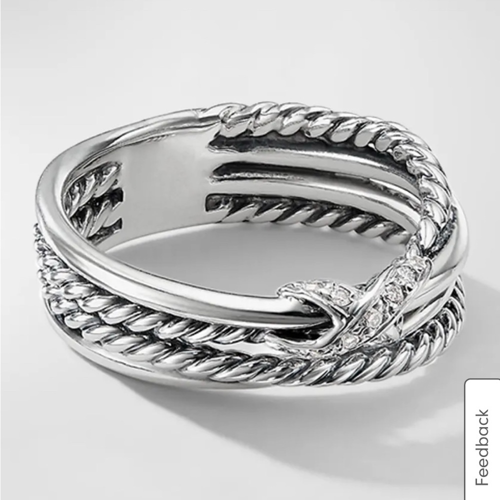 David Yurman
X Crossover Ring with Diamonds in Silver, 6mm